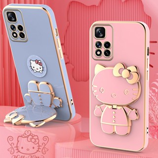 เคสโทรศัพท์มือถือ แบบนิ่ม ลายแมว KT หมุนได้ มีกระจกแต่งหน้า สําหรับ Xiaomi Redmi Note 10 Pro Max 10S 10C 10A