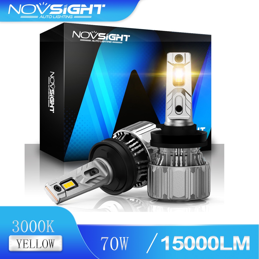 Novsight ใหม่ หลอดไฟตัดหมอก LED N50Y 3000K H11 H9 H8 ขนาดเล็ก สําหรับรถยนต์ ไฟหน้ารถ