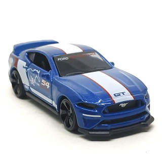 Majorette Ford Mustang GT - 54 - White Stripes Metallic Blue ล้อ 5LTSB Scale 1/64 (8cm) ไม่มี package