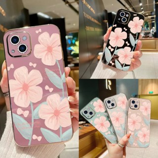 เคส Samsung A53 A52 A52S A33 A32 A71 A51 A31 A50 A50S A30S A30 A20 A10 Electroplating Oil Painting Flowers Soft Case