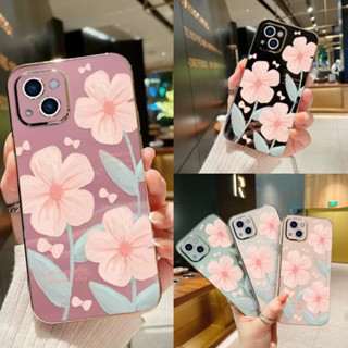 เคส Samsung A73 A23 A13 A22 4G 5G A10S A21S J4 j6 Plus J4+ J6+ J7 Prime Electroplating Oil Painting Flowers Soft Case