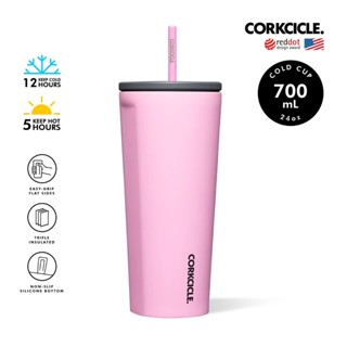 CORKCICLE แก้วสแตนเลสพร้อมหลอดเซรามิก สุญญากาศ 3 ชั้น 700ML (24OZ) รุ่น COLD CUP SUN SOAKED PINK