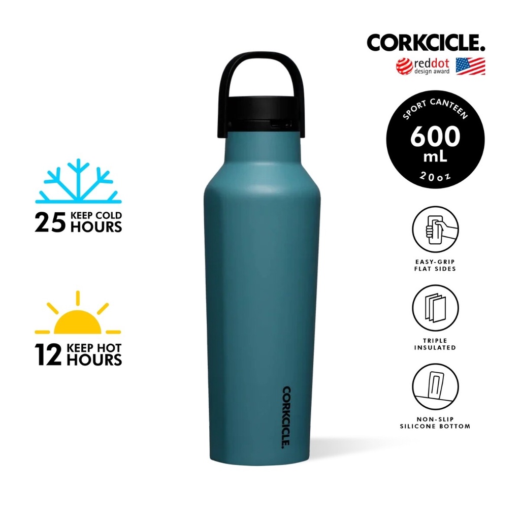 Corkcicle กระบอกน้ำ 20 oz (590 ml) Sport Canteen | Reef เขียว | Keeps Cold เก็บเย็น 25hrs | ขวดน้ําพกพา Tumbler แก้วพกพา