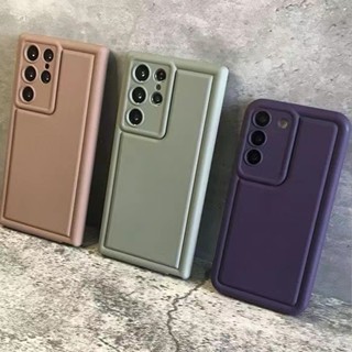 ความรู้สึกขั้นสูง เรียบง่าย สีทึบ เคส Samsung Galaxy Note 20Ultra Note10 Plus A73 A53 A33 A23 A13 A52 5G Case ใหม่ ขอบกลม ป้องกันการตก นุ่ม ซัมซุง เคส