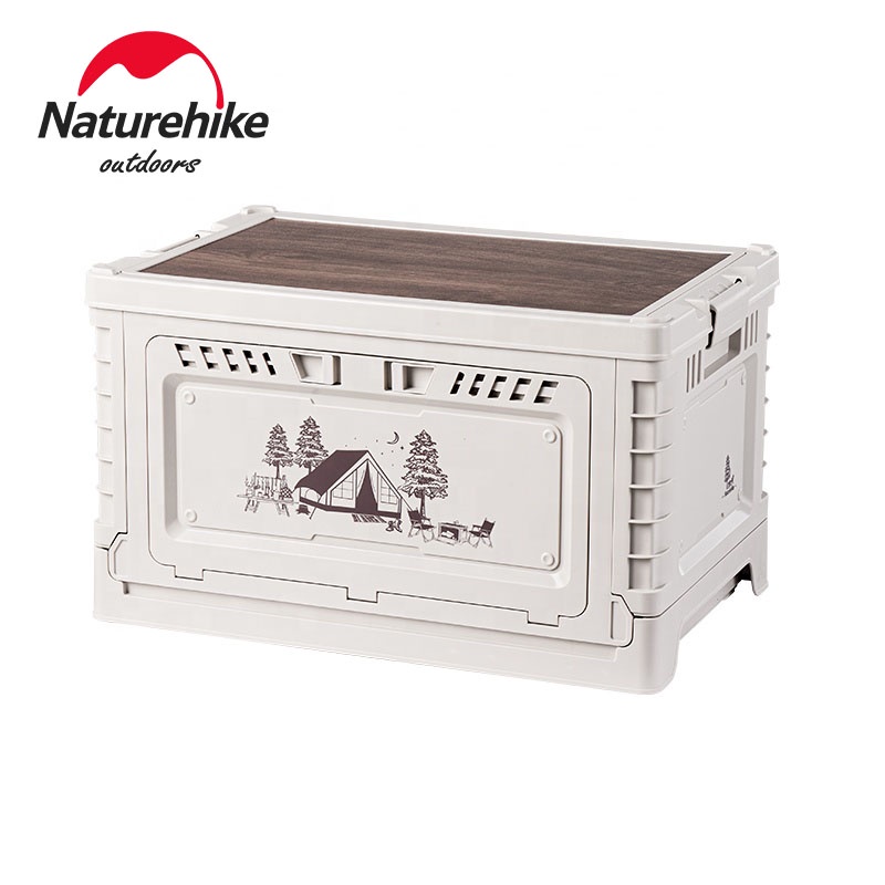 Naturehike โต๊ะพับได้สำหรับตั้งแคมป์ ออกแบบพกพา พร้อมกล่องเก็บของด้านข้าง ใช้งานกลางแจ้งและในรถยนต์