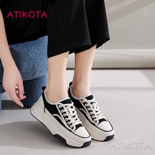 Atikota รองเท้าผ้าใบลําลอง ข้อสั้น แบบผูกเชือก แฟชั่นสําหรับสตรี เหมาะกับการเล่นกีฬา