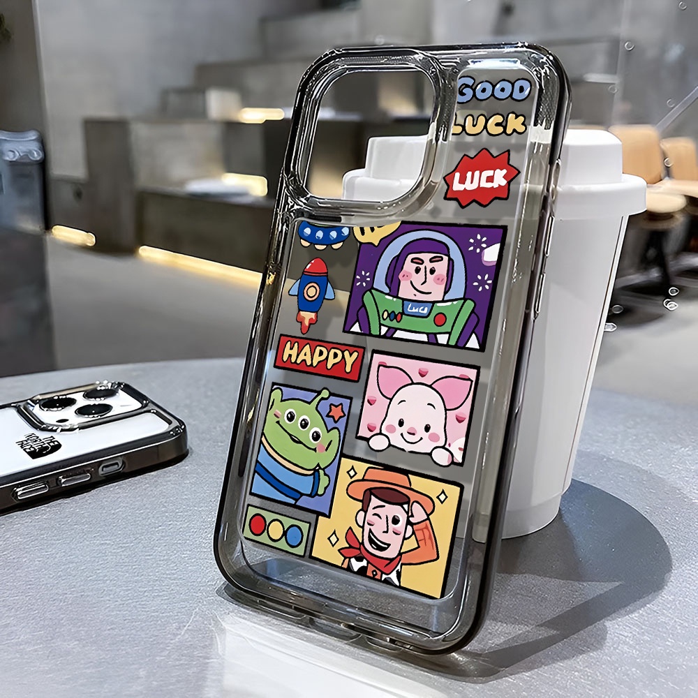 เคสโทรศัพท์มือถือ แบบใส กันกระแทก ลาย Toy Story สีดํา สําหรับ iphone 14promax 11 13 12 8 7Plus X XS Max