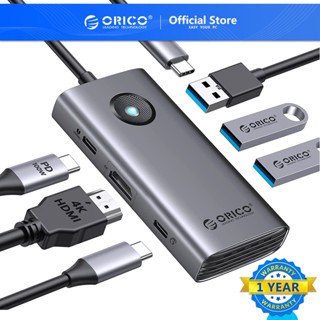 ORICO ฮับอะแดปเตอร์ 6 in 1 USB C HUB พร้อม HDMI PD RJ45 SD TF สําหรับ Macbook Air iPad Pro M1 PC