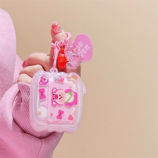 เคสหูฟังบลูทูธไร้สาย ซิลิโคน ลายหมีสตรอเบอร์รี่ สําหรับ Apple Air Pods รุ่น 1 2 3 Pro