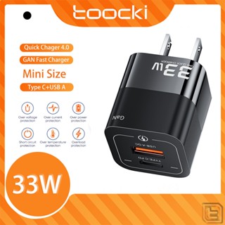 Toocki 33W แกลเลียมไนไตรด์ USB และเครื่องชาร์จชนิด C รองรับการชาร์จเร็ว PD3.0 USB3.0 เครื่องชาร์จเดินทาง