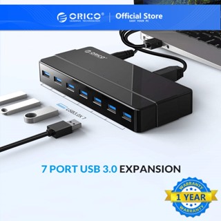 Orico USB 3.0 Hub 7-Port 5 Gbps USB Splitter พร้อมอะแดปเตอร์ไฟ 12V สําหรับเดสก์ท็อปแล็ปท็อปแท็บเล็ตพีซี (H7928-U3)