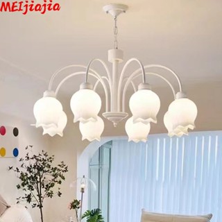 Meijiajia โคมไฟ LED รูปกล้วยไม้ กระดิ่ง สีขาว สไตล์โมเดิร์น เรียบง่าย สร้างสรรค์ สําหรับตกแต่งห้องนอน ห้องนั่งเล่น