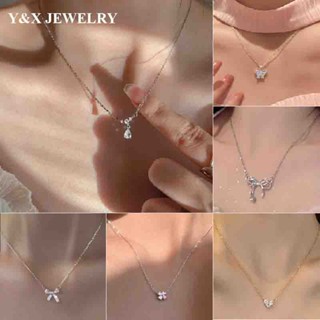 【Y&amp;X】สร้อยคอโซ่เงิน 925 จี้คริสตัล พลอยเทียม เครื่องประดับ สําหรับผู้หญิง