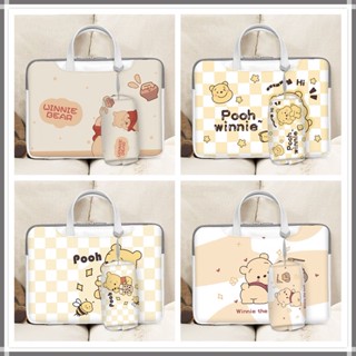 ⭐️send power pack⭐️Winnie the Pooh Cartoon PU Waterproof Computer bag laptop bag 15 12 13 14 15.6 17.3 inch plus velvet Briefcase