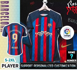 เสื้อกีฬาแขนสั้น ลายทีมชาติฟุตบอล Barcelona 23-24 [Player Version] ไซซ์ S-2XL