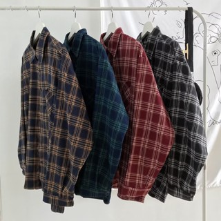 เสื้อ ลาย สก๊อต แขนยาว ผ้านิ่ม สไตล์เกาหลี เสื้อเชิ้ดลำลองชาย พอดีหลวม เสื้อย้อนยุคผู้ชาย ใส่แล้วดูดี เสื้อคู่ พร้อมส่ง M-3XL