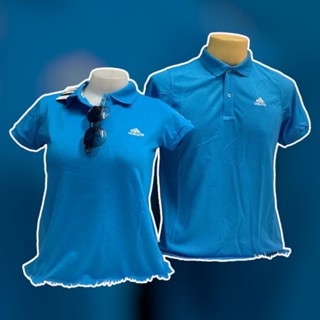 เสื้อคอปกโปโลAdidas สีฟ้าเข้มพร้อมส่ง เก็บปลายทาง