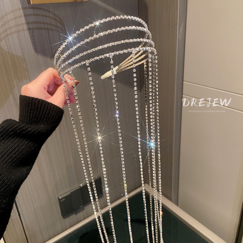 DREJEW ที่คาดผม ประดับพู่ หลายชั้น ฝังเพชร แฟชั่น 1