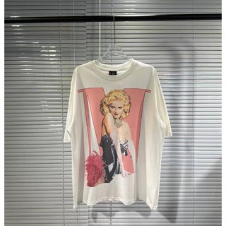 เสื้อยืดแขนสั้นลําลอง พิมพ์ลายตัวอักษร Madonna Madonna สไตล์เรโทร สําหรับผู้ชาย และผู้หญิง