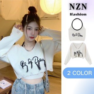 NZN เสื้อยืดแขนยาว ปักลาย แฟชั่นสําหรับผู้หญิง และเสื้อกันหนาวแขนสั้น