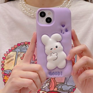 เคสซิลิโคนนิ่ม ลายกระต่าย 3D สําหรับ iphone 14 13 12 11 pro max