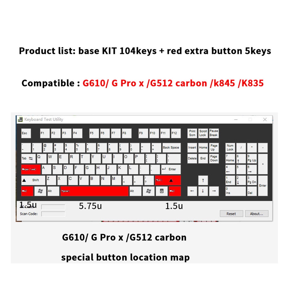 สําหรับ Logitech G610 keycap / G512C/GPRO X /K835/K845/ keycap PBT แบบอักษรแบ ็ คไลท ์