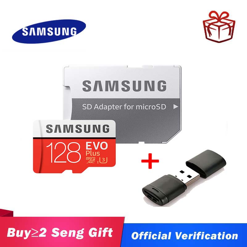 การ์ดหน่วยความจำSamsung EVO Plus 128GB Class10 Micro SD Card 64GB 32G C10 100MB/S SDXC UHS-1 Flash Memory 256G MicroSD T