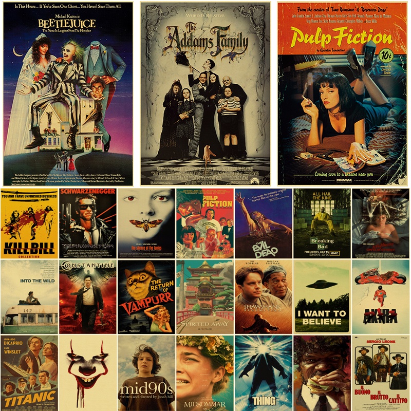 ขายดี โปสเตอร์กระดาษคราฟท์ พิมพ์ลาย The Beetlejuice Kill Bill สไตล์วินเทจ สําหรับตกแต่งผนังบ้าน