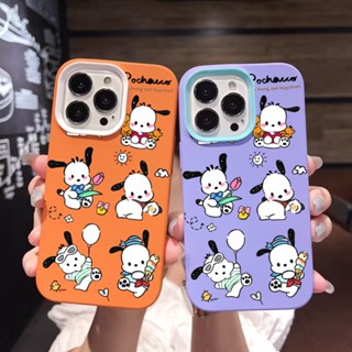 เคสโทรศัพท์มือถือ ซิลิโคนนุ่ม ลาย Pochacco น่ารัก 3 in 1 สําหรับ iPhone 14Promax 13 12 11 7Plus 7 X Xs Max XR