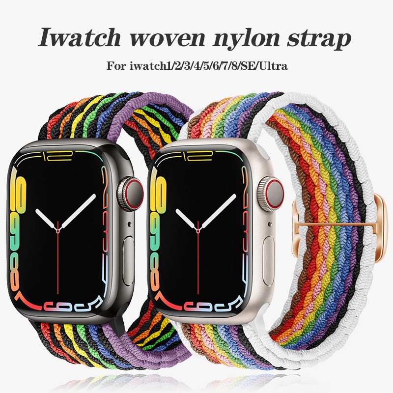 สายนาฬิกาข้อมือไนล่อนถัก ยืดหยุ่น สําหรับ iwatch 7 Series 6 5 4 3 SE 41 มม. 45 มม. Apple Watch Band 40 มม. 44 มม.