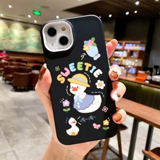 เคสโทรศัพท์มือถือ ซิลิโคนนุ่ม ลายเป็ดน่ารัก 3 in 1 สําหรับ iPhone 14Promax 13 12 11 7Plus 7 X Xs Max XR