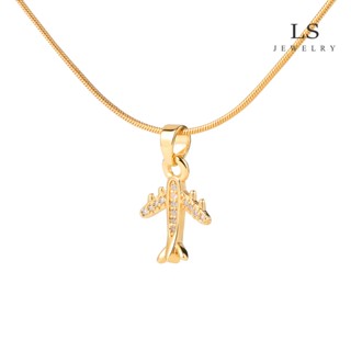 LS สร้อยคอทอง 18K จี้สร้อยคอรูปเครื่องบินขนาดเล็ก 20n