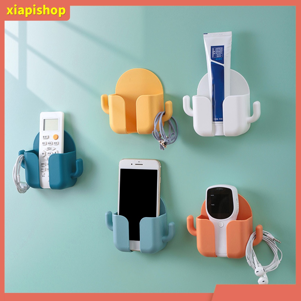 XIAPI+ ที่วางโทรศัพท์ แบบติดผนัง มีกาวในตัว ไม่ต้องเจาะ กันลื่น ชาร์จ กล่องเก็บของ อเนกประสงค์ พร้อมที่แขวน สําหรับห้องนั่งเล่น