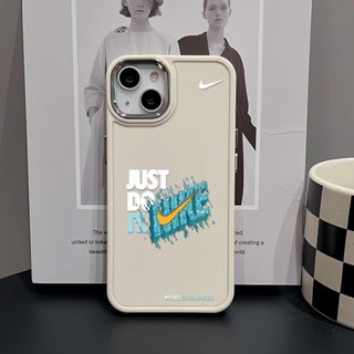 เคสโทรศัพท์มือถือ ซิลิโคน กรอบโลหะ ลาย Just do it สําหรับ iphone 14ProMax 11 13 12 7Plus 8 X XS Max