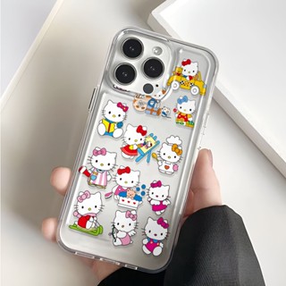 เคสโทรศัพท์มือถือ แบบใส ลายการ์ตูนเฮลโลคิตตี สําหรับ ไอโฟน 14 Pro Max 11 13 12 7Plus X XS Max 8 7