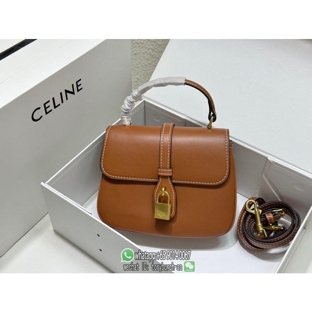 Celine tobou vintage cosmetic handbag crossbody shoulder flap baguette messenger with padlock charm