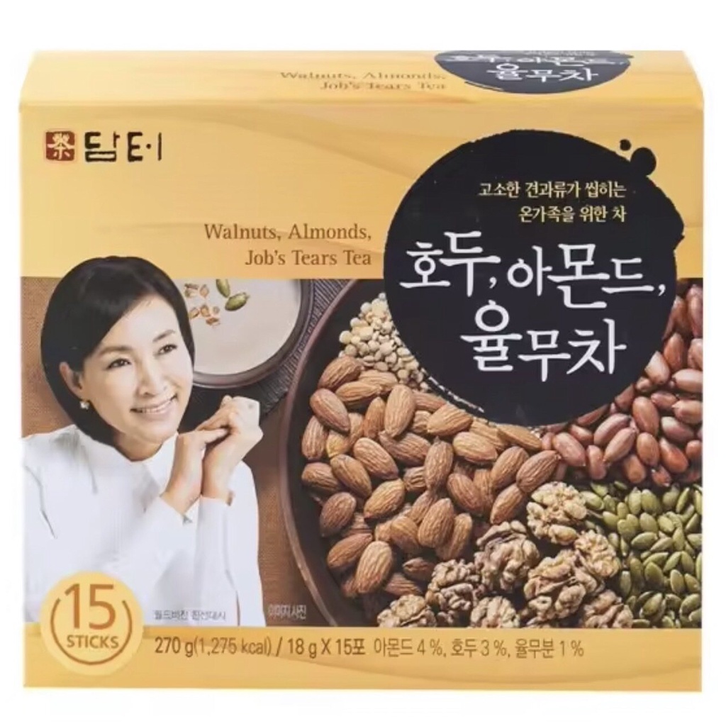 ชาอัลมอนด์และธัญพืชรวม 5 ชนิด damtuh almond adley tea 담터 270g/18g x 15ซอง