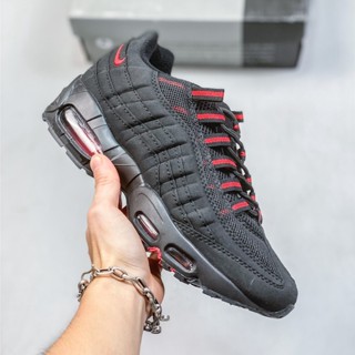 N_ike Air MAX 95 รองเท้าผ้าใบ รองเท้าวิ่ง ลําลอง สีดํา และสีขาว สําหรับผู้ชาย และผู้หญิง