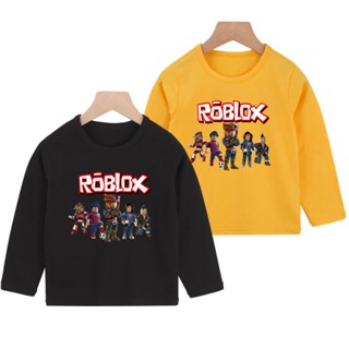 เสื้อยืดแขนยาวผ้าฝ้ายพิมพ์ลายการ์ตูน Roblox T สําหรับเด็กผู้ชาย 8 สี