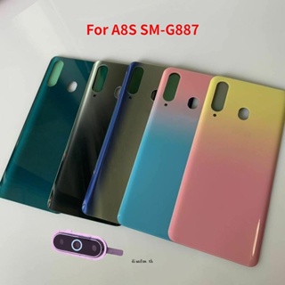 ฝาครอบแบตเตอรี่ด้านหลัง พร้อมเลนส์กล้อง และโลโก้ สําหรับ Samsung Galaxy A8S SM-G8870