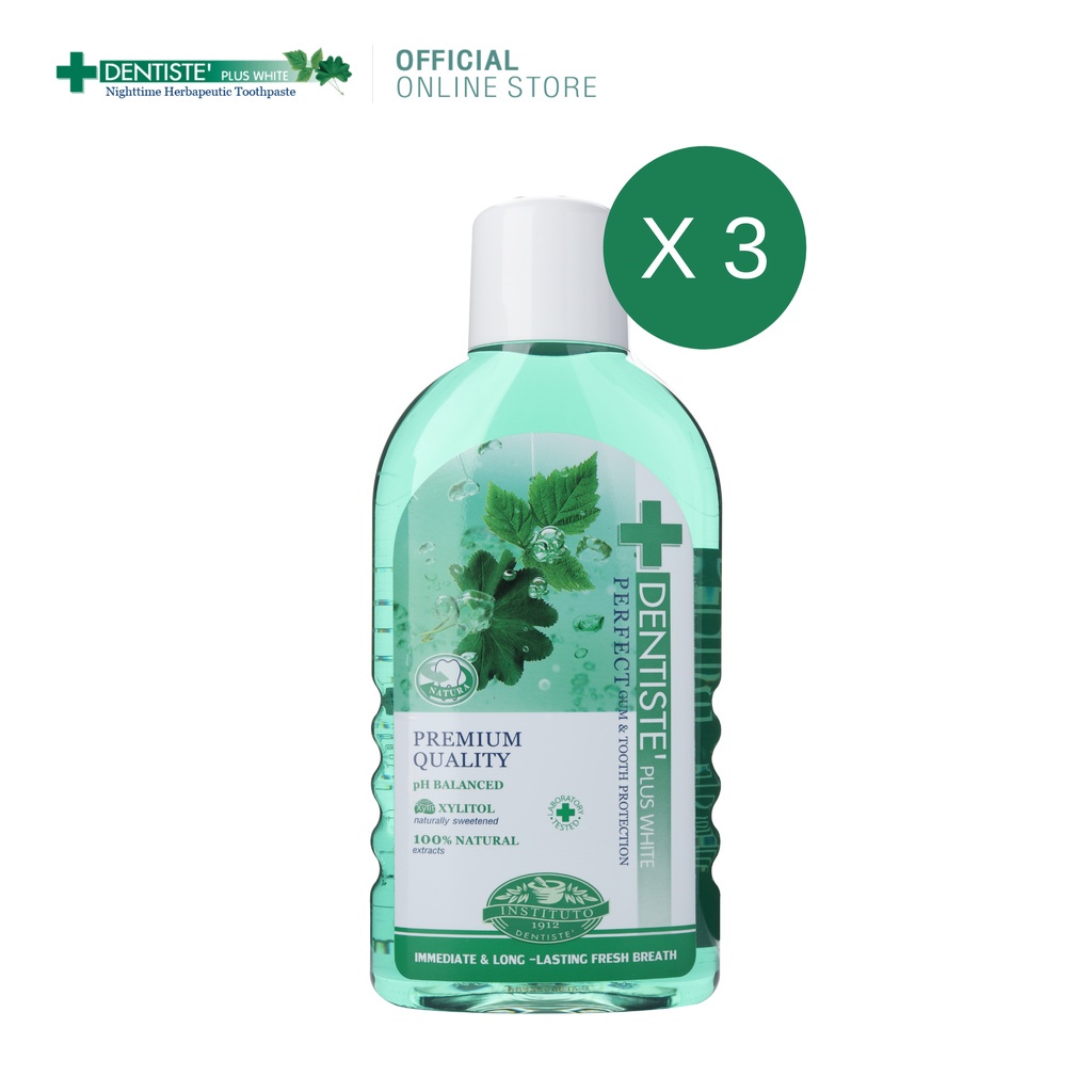 (แพ็ค 3ชิ้น) Dentiste' Oral Rinse น้ำยาบ้วนปาก ลดกลิ่นปากและแบคทีเรีย ส่วนผสมจากธรรมชาติ ขนาด 450ML. เดนทิสเต้