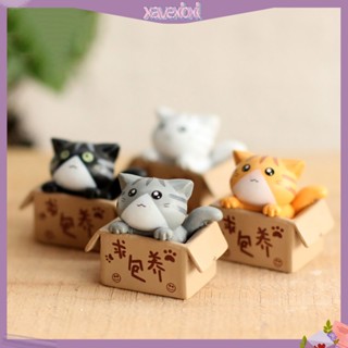 (xavexbxl) Lovely Box Cartoon Cat Miniature Landscape Decor Bonsai Resin Crafts Ornament