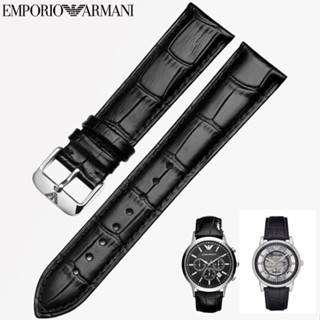 Armani สายนาฬิกาข้อมือหนังแท้ ลายหนังจระเข้ 22 มม. สําหรับผู้ชาย AR2447 AR0382 AR1981