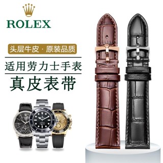 Rolex สายนาฬิกาข้อมือ หนังแท้ หัวเข็มขัด 20 สีดํา สีเขียว สําหรับผู้ชาย และผู้หญิง