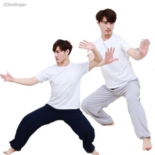 กางเกงวอร์ม ✆❡✧กางเกงออกกําลังกายผู้หญิงไซส์ใหญ่  Modal Cotton Tai Chi Suit Beamed Bloomer Pants Men s Martial Arts Prac