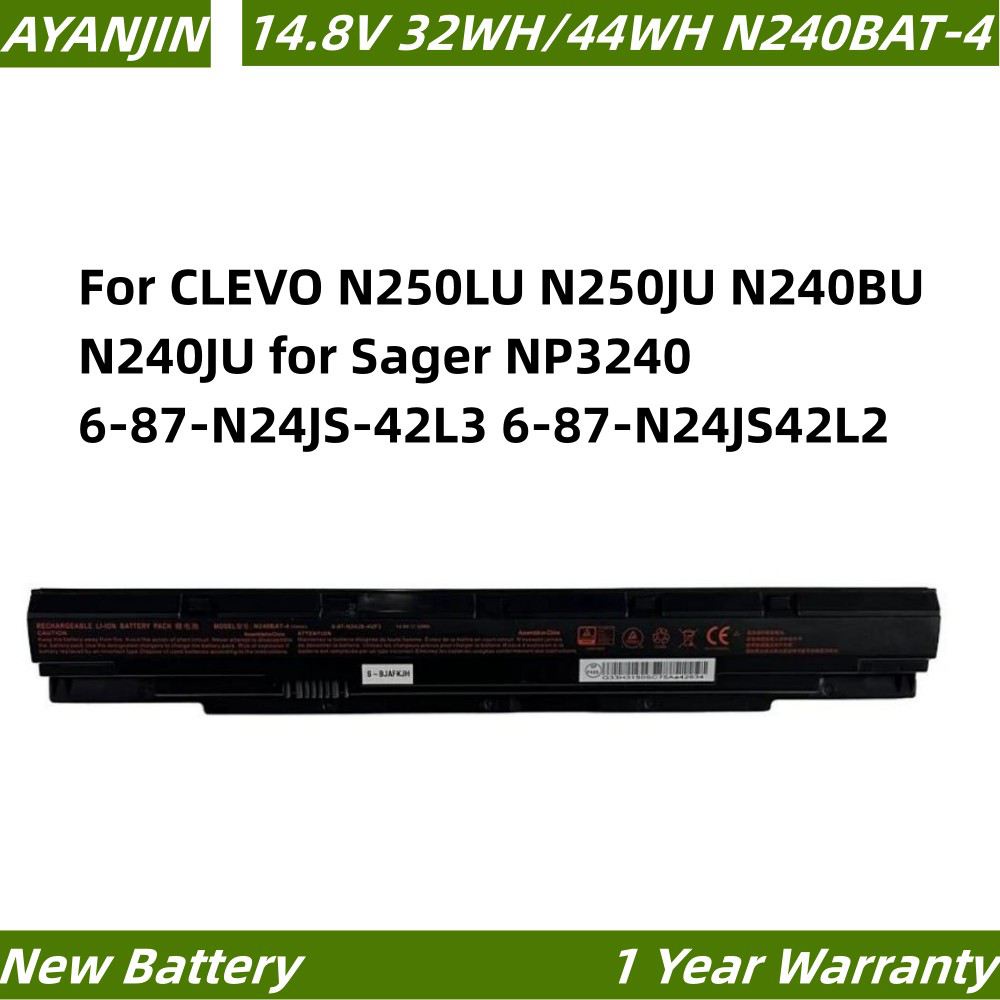N240BAT-4 14.8V 32WH/44WH แบตเตอรี่แล็ปท็อปสำหรับ CLEVO N250LU N250JU N240JU สำหรับ Sager NP3240 6-8