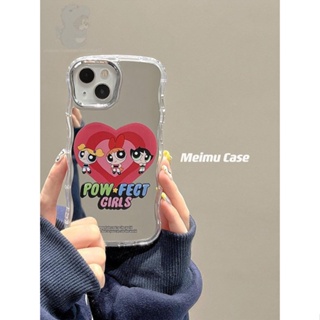 เคสโทรศัพท์มือถือกระจก ลายการ์ตูนอนิเมะ Powerpuff Girls สําหรับ Apple iPhone 14 13 12 11 14promax