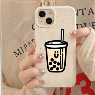 เคสโทรศัพท์มือถือแบบนิ่ม ลายขวดชานมไข่มุก สีขาว สําหรับ iphone 14promax 11 13 12 7 8 Plus X XR XSMax