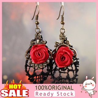 [B_398] 1 Pair Women Fashion Red Rose Hollow Hook Earrings Jewelry Gift