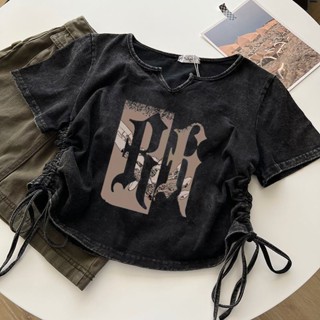 KKS⭐️พร้อมส่ง⭐️เสื้อครอป เสื้อแฟชั่นผู้หญิง y2k สีดำ สําหรับผู้หญิง ใส่ไปคลับ ปาร์ตี้ #76084
